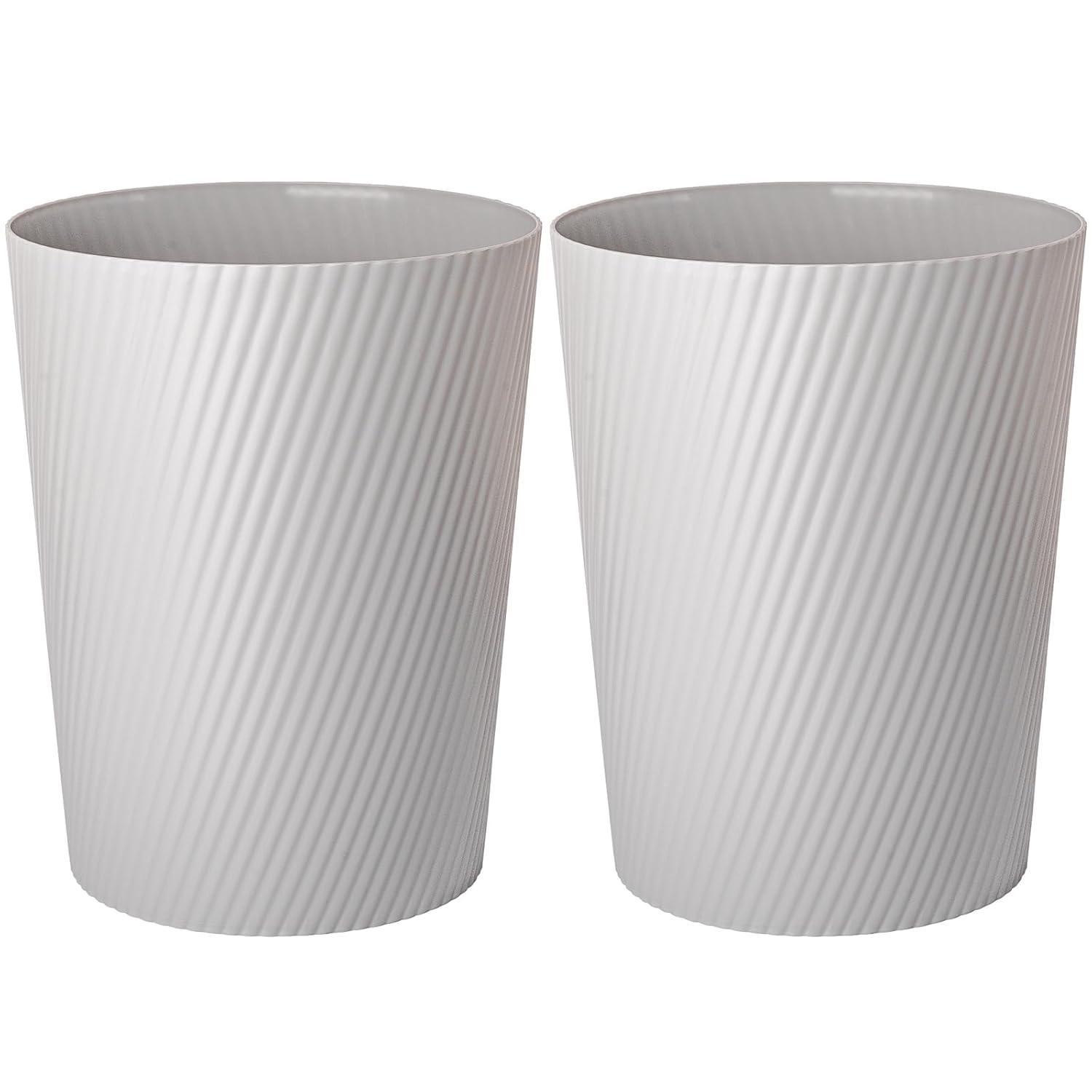 imageUUJOLY Small Trash Can Wastebasket Garbage Can Container Bins for Bathrooms Laundry Room Kitchens Offices Kids Rooms Dorms WhiteGrey