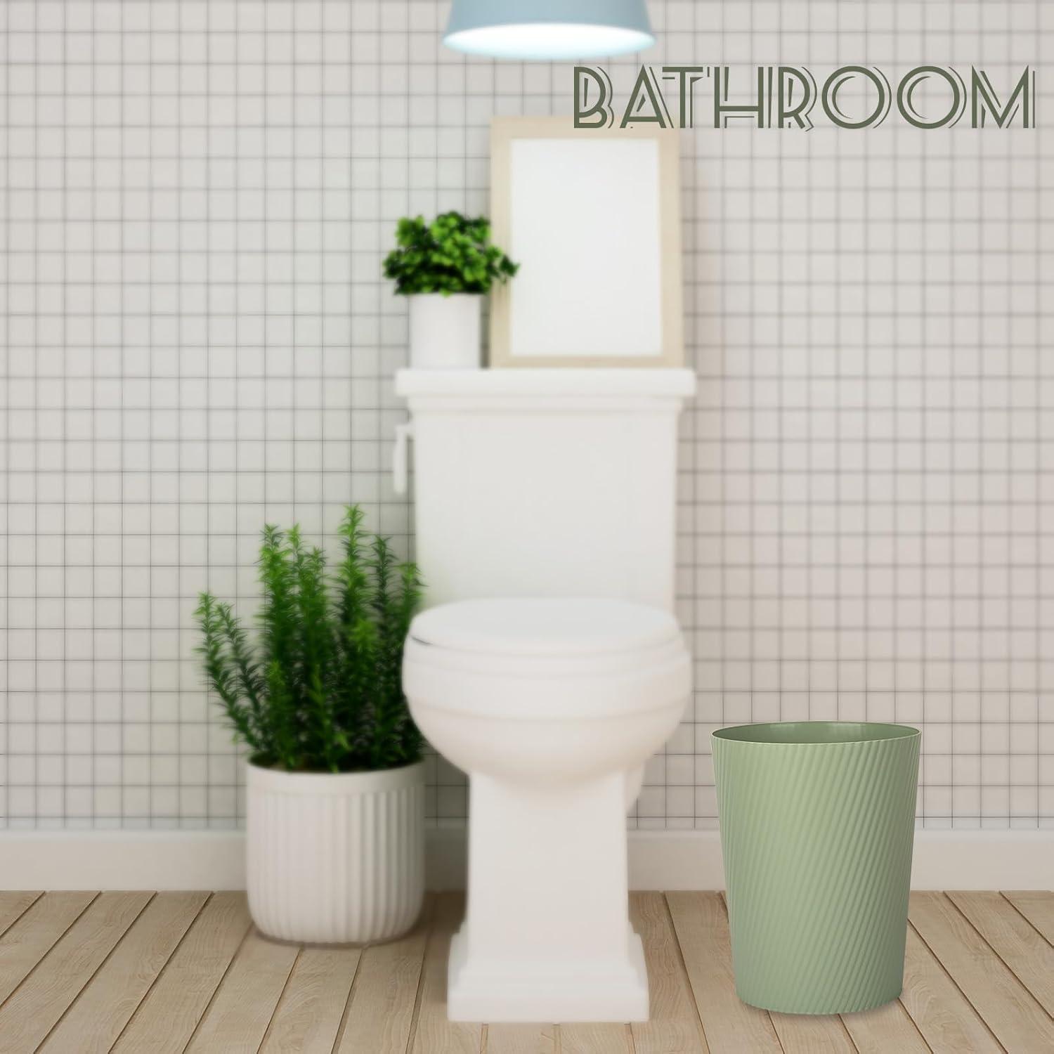 imageUUJOLY Small Trash Can Wastebasket Garbage Can Container Bins for Bathrooms Laundry Room Kitchens Offices Kids Rooms Dorms WhiteMint Green