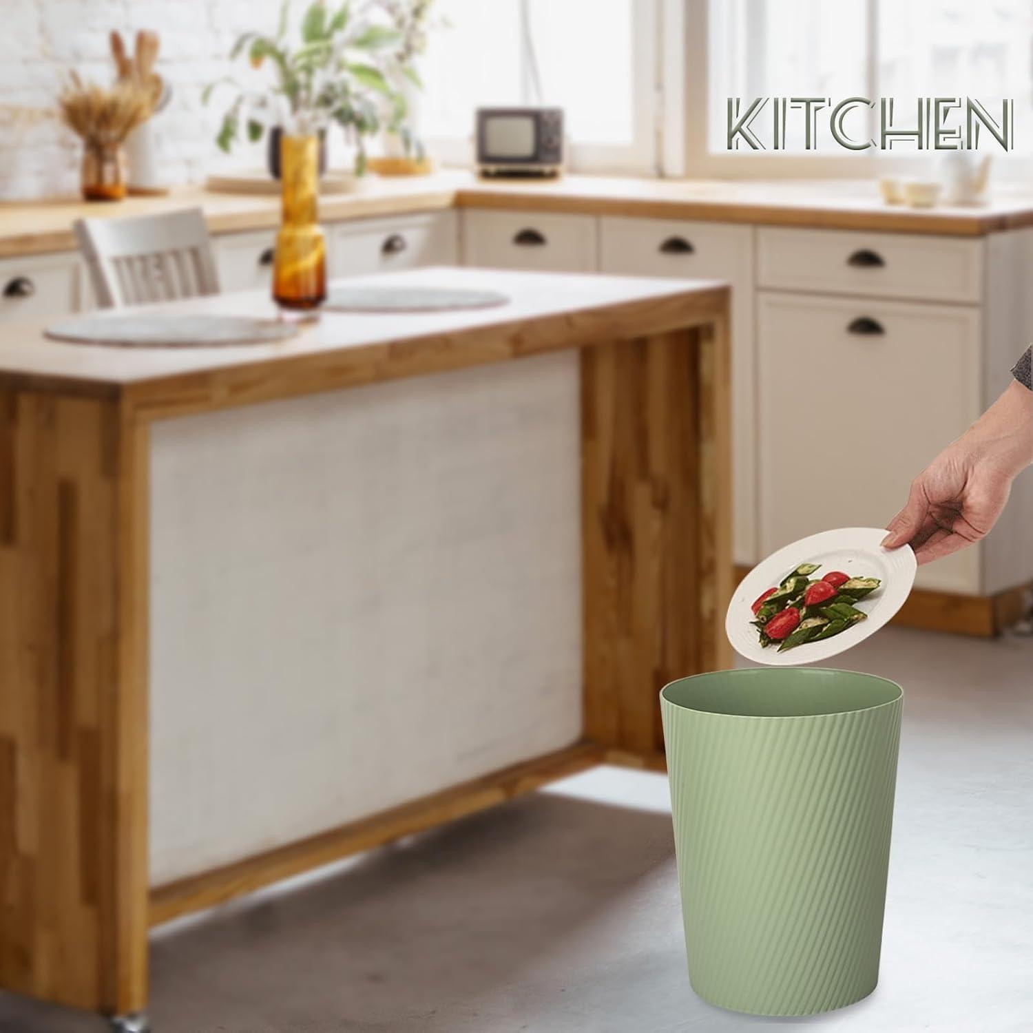 imageUUJOLY Small Trash Can Wastebasket Garbage Can Container Bins for Bathrooms Laundry Room Kitchens Offices Kids Rooms Dorms WhiteMint Green