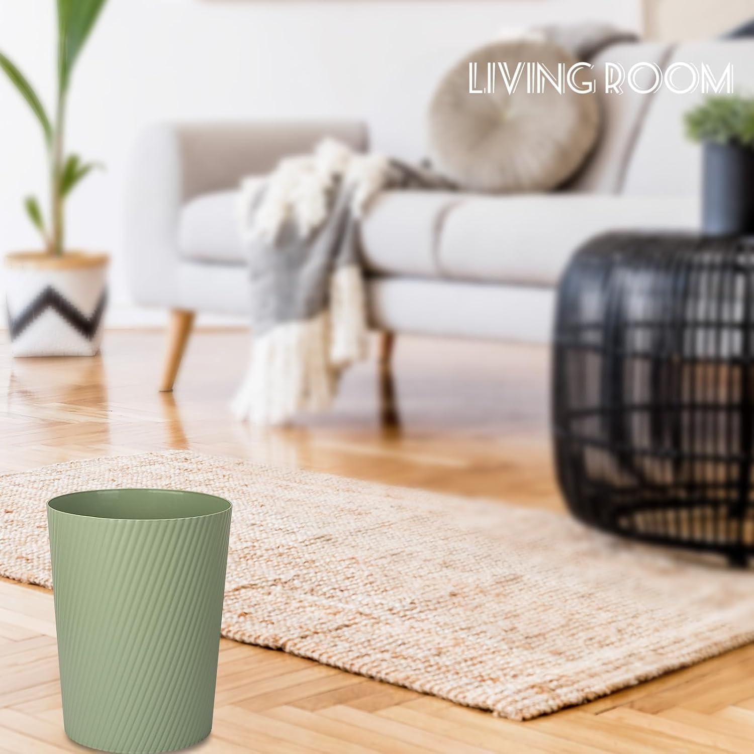 imageUUJOLY Small Trash Can Wastebasket Garbage Can Container Bins for Bathrooms Laundry Room Kitchens Offices Kids Rooms Dorms WhiteMint Green