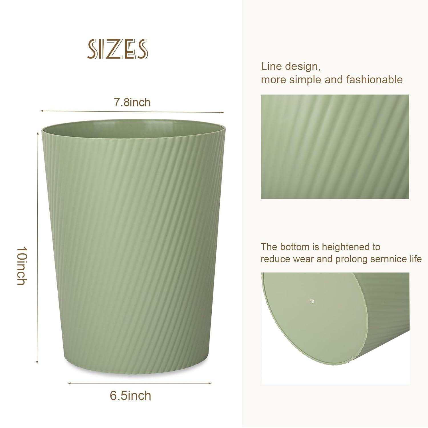 imageUUJOLY Small Trash Can Wastebasket Garbage Can Container Bins for Bathrooms Laundry Room Kitchens Offices Kids Rooms Dorms WhiteMint Green