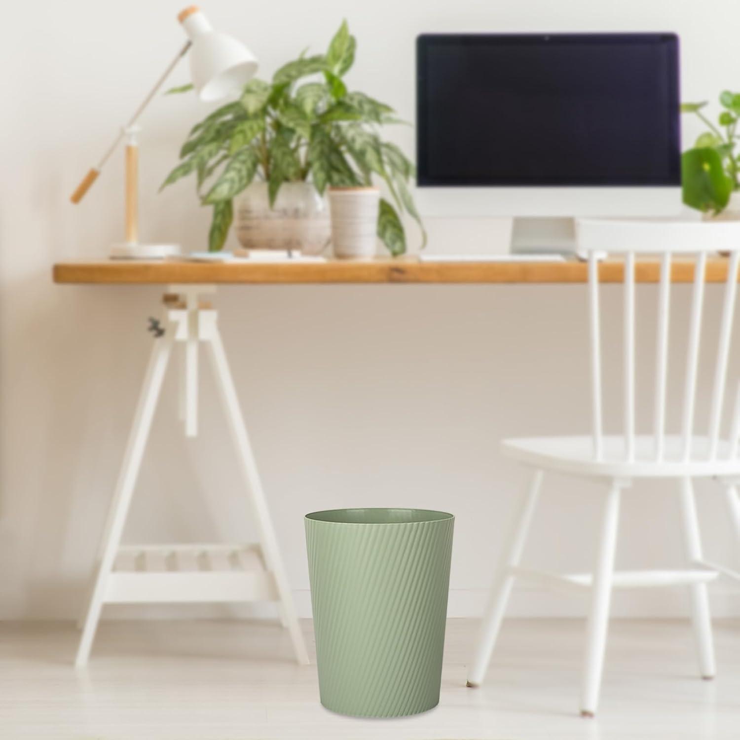 imageUUJOLY Small Trash Can Wastebasket Garbage Can Container Bins for Bathrooms Laundry Room Kitchens Offices Kids Rooms Dorms WhiteMint Green