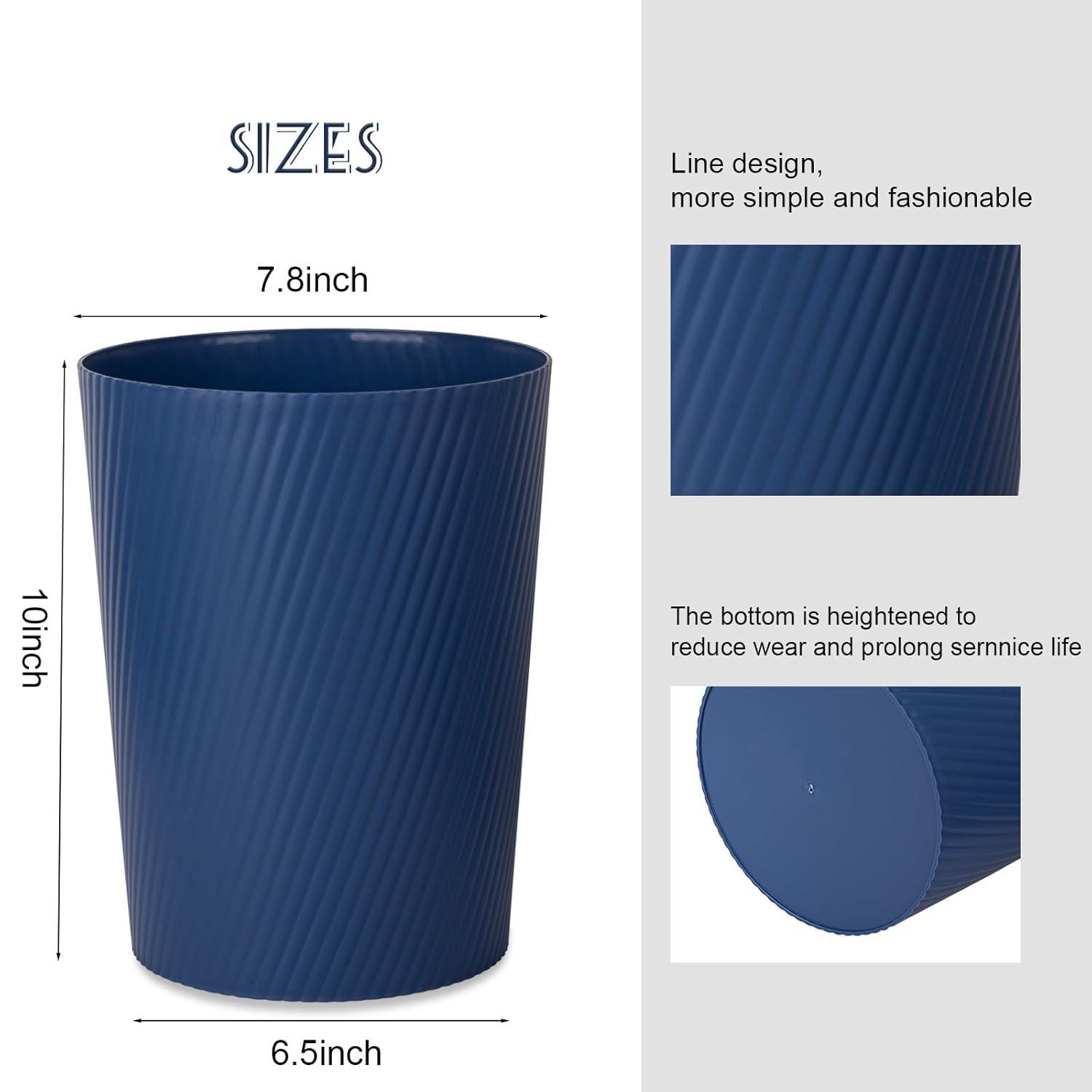 imageUUJOLY Small Trash Can Wastebasket Garbage Can Container Bins for Bathrooms Laundry Room Kitchens Offices Kids Rooms Dorms WhiteNavy Blue