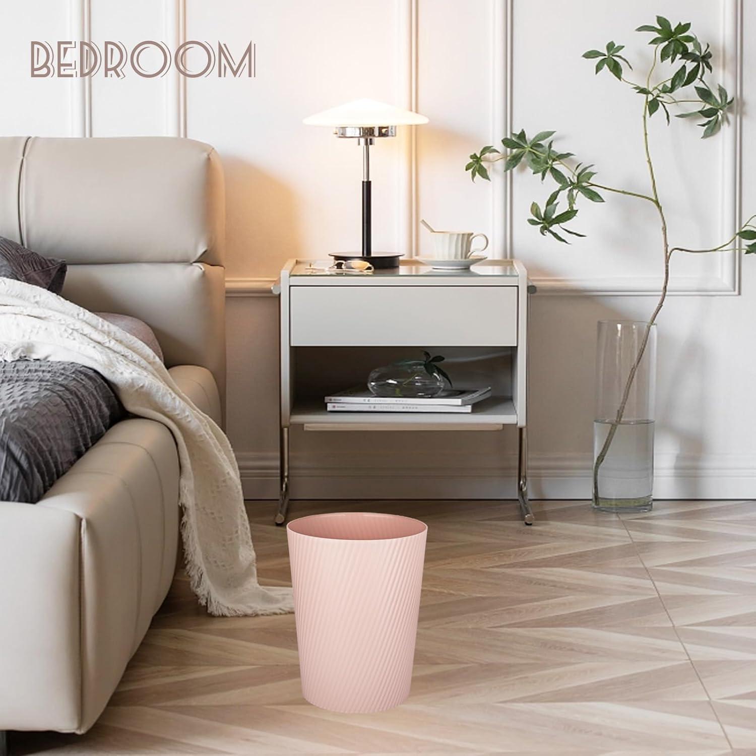 imageUUJOLY Small Trash Can Wastebasket Garbage Can Container Bins for Bathrooms Laundry Room Kitchens Offices Kids Rooms Dorms WhitePink