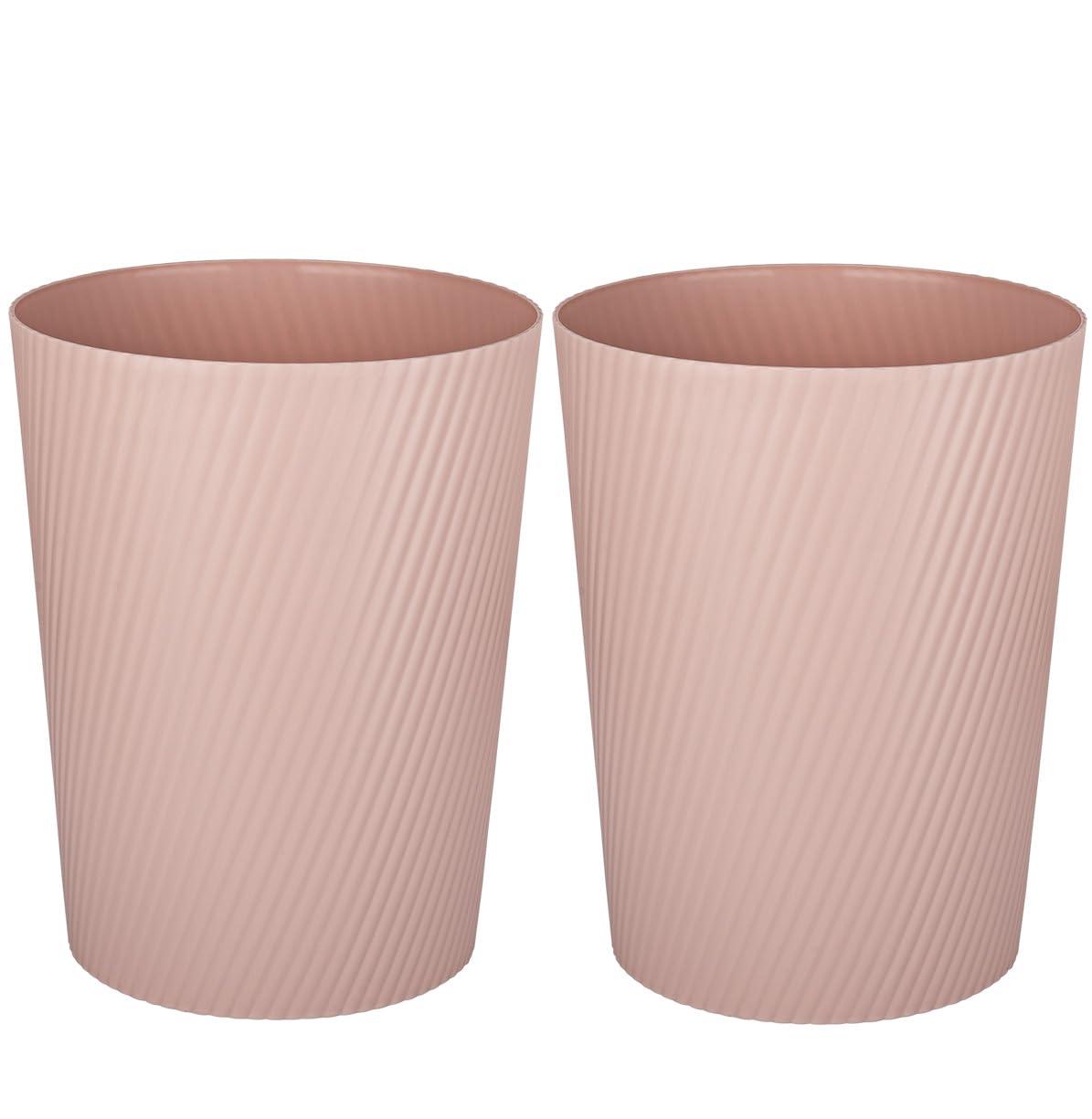 imageUUJOLY Small Trash Can Wastebasket Garbage Can Container Bins for Bathrooms Laundry Room Kitchens Offices Kids Rooms Dorms WhitePink