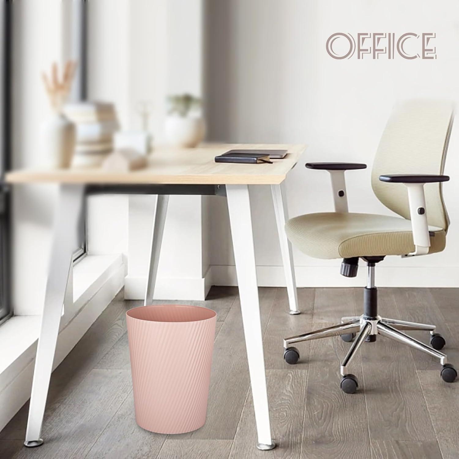 imageUUJOLY Small Trash Can Wastebasket Garbage Can Container Bins for Bathrooms Laundry Room Kitchens Offices Kids Rooms Dorms WhitePink