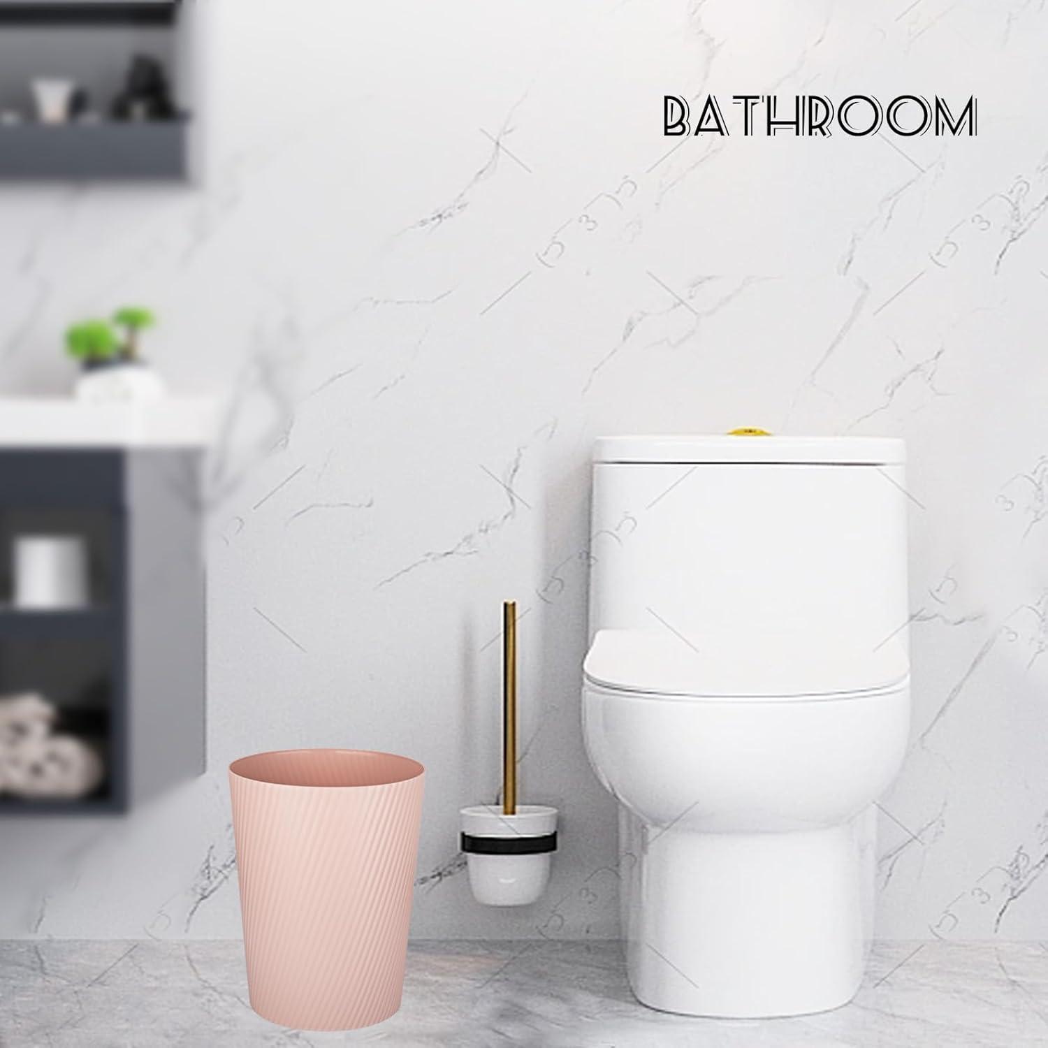 imageUUJOLY Small Trash Can Wastebasket Garbage Can Container Bins for Bathrooms Laundry Room Kitchens Offices Kids Rooms Dorms WhitePink