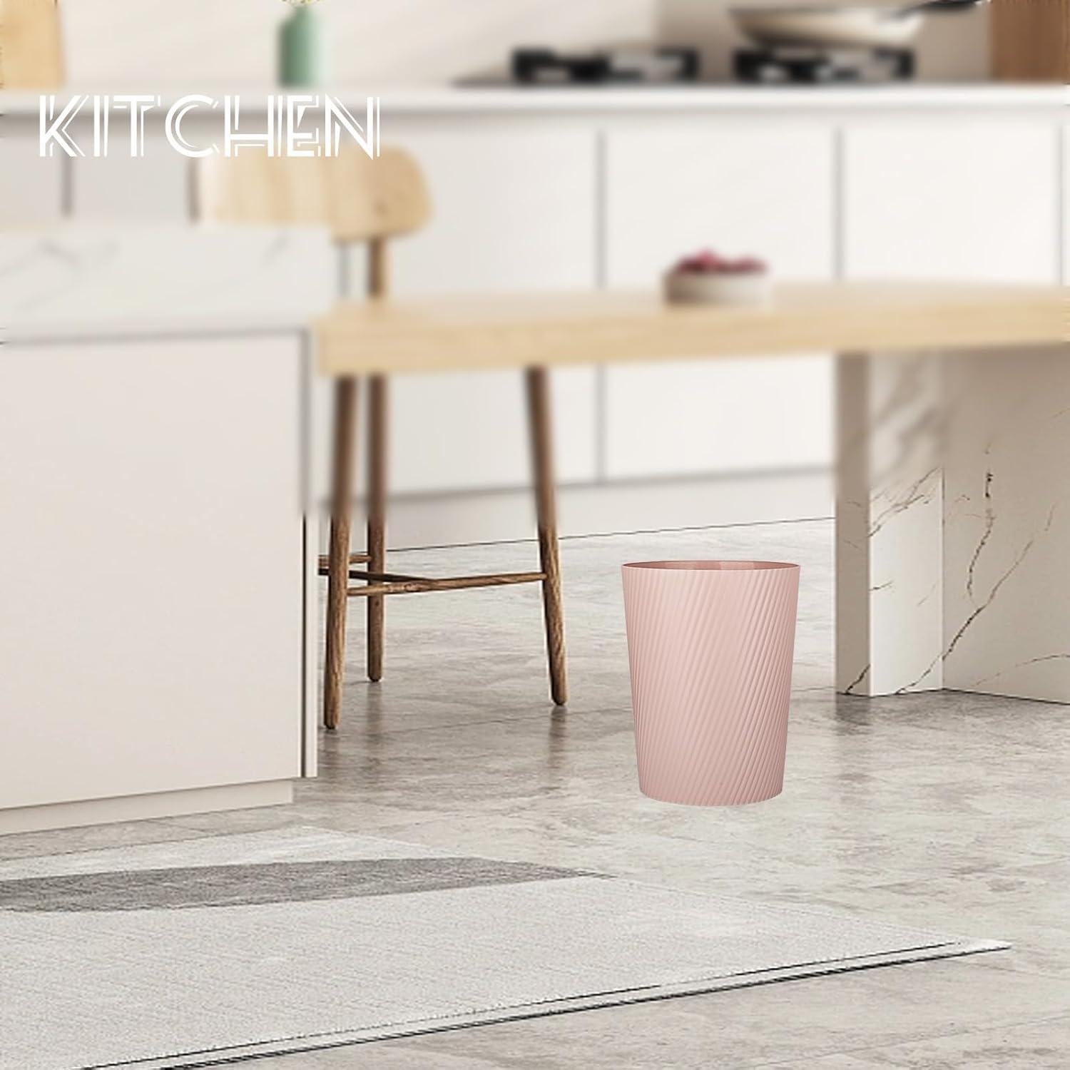 imageUUJOLY Small Trash Can Wastebasket Garbage Can Container Bins for Bathrooms Laundry Room Kitchens Offices Kids Rooms Dorms WhitePink