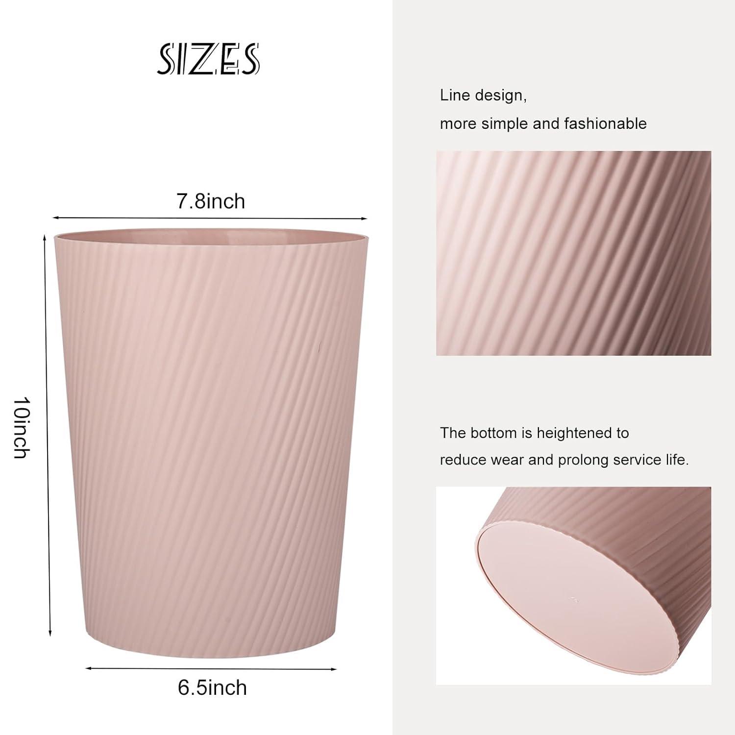 imageUUJOLY Small Trash Can Wastebasket Garbage Can Container Bins for Bathrooms Laundry Room Kitchens Offices Kids Rooms Dorms WhitePink