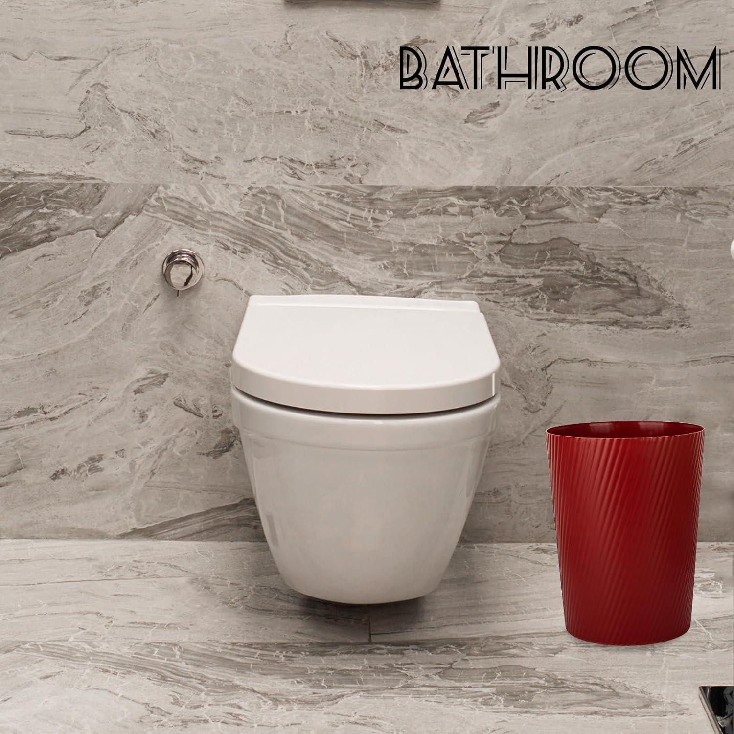 imageUUJOLY Small Trash Can Wastebasket Garbage Can Container Bins for Bathrooms Laundry Room Kitchens Offices Kids Rooms Dorms WhiteRed