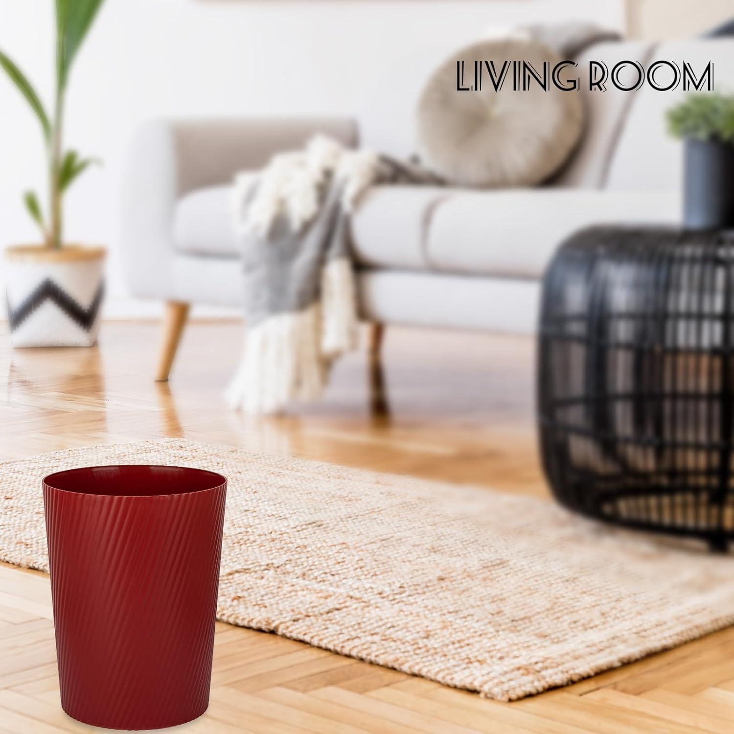 imageUUJOLY Small Trash Can Wastebasket Garbage Can Container Bins for Bathrooms Laundry Room Kitchens Offices Kids Rooms Dorms WhiteRed