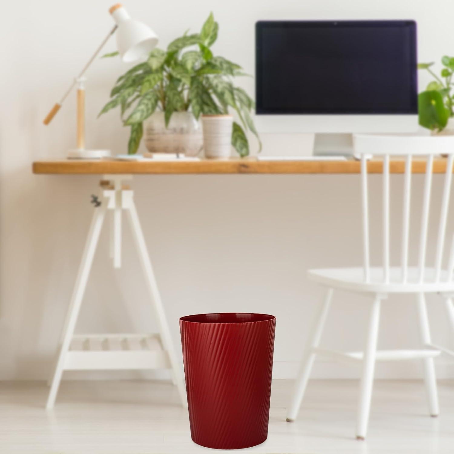 imageUUJOLY Small Trash Can Wastebasket Garbage Can Container Bins for Bathrooms Laundry Room Kitchens Offices Kids Rooms Dorms WhiteRed