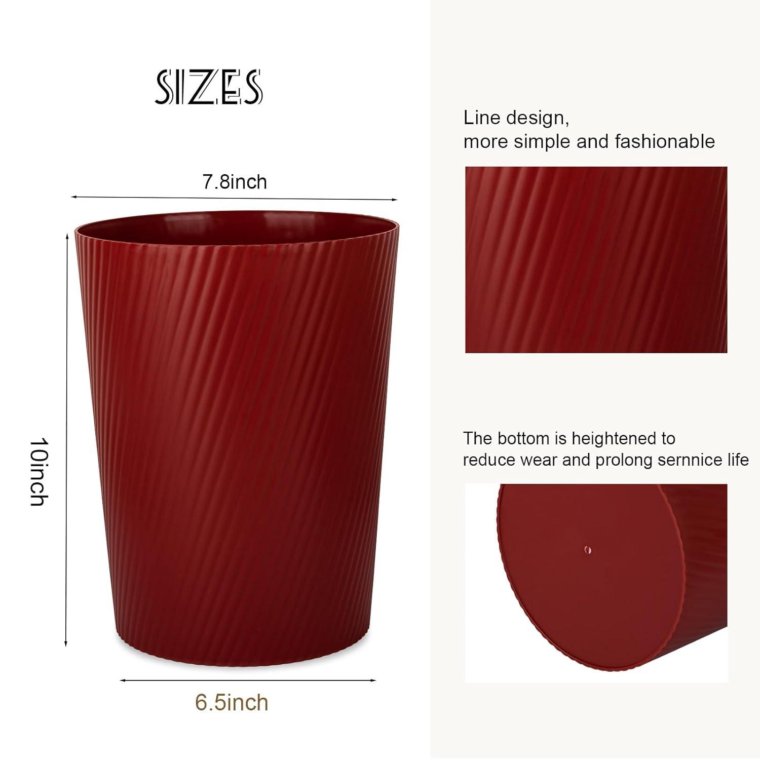 imageUUJOLY Small Trash Can Wastebasket Garbage Can Container Bins for Bathrooms Laundry Room Kitchens Offices Kids Rooms Dorms WhiteRed