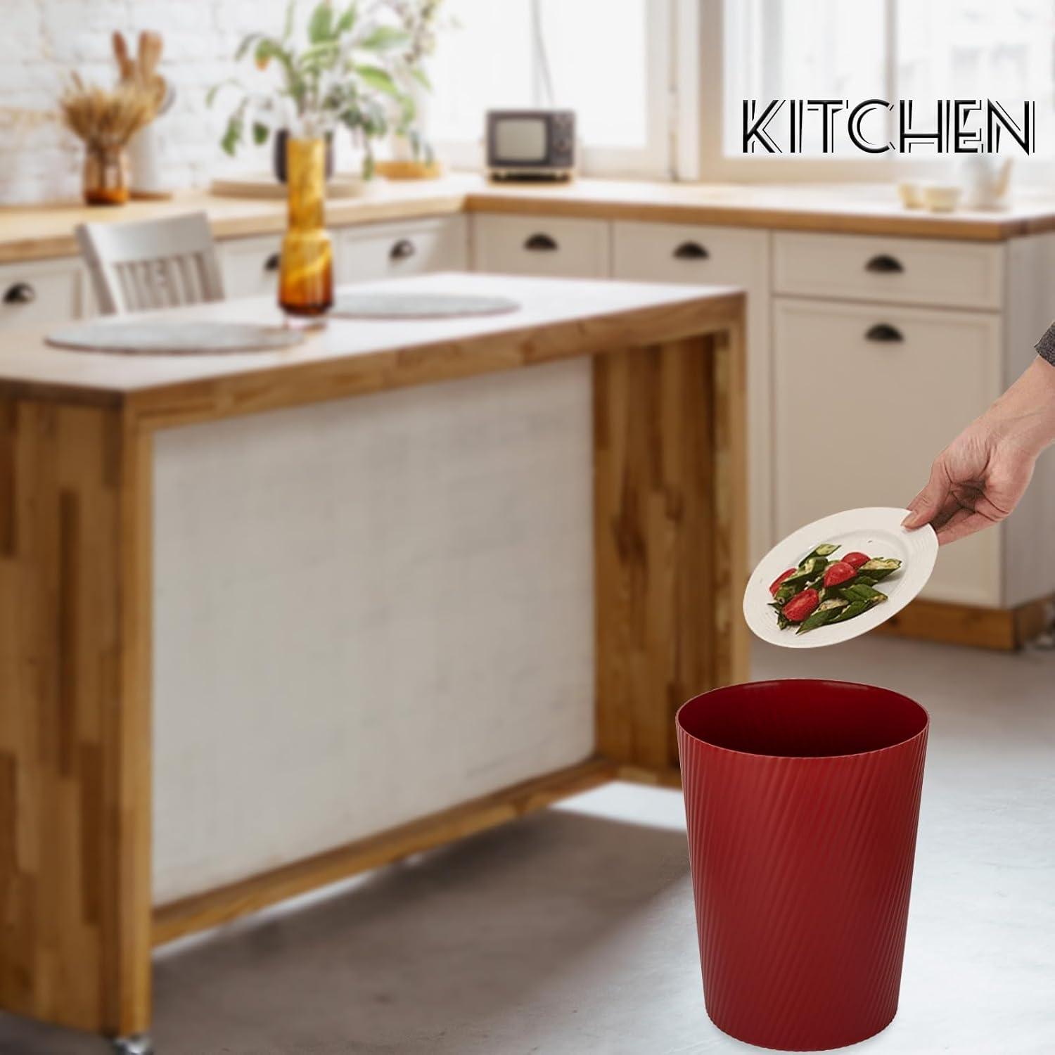 imageUUJOLY Small Trash Can Wastebasket Garbage Can Container Bins for Bathrooms Laundry Room Kitchens Offices Kids Rooms Dorms WhiteRed