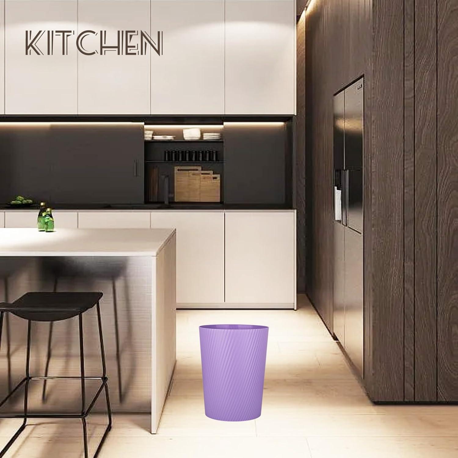 imageUUJOLY Small Trash Can Wastebasket Garbage Can Container Bins for Bathrooms Laundry Room Kitchens Offices Kids Rooms Dorms WhiteTaro Purple