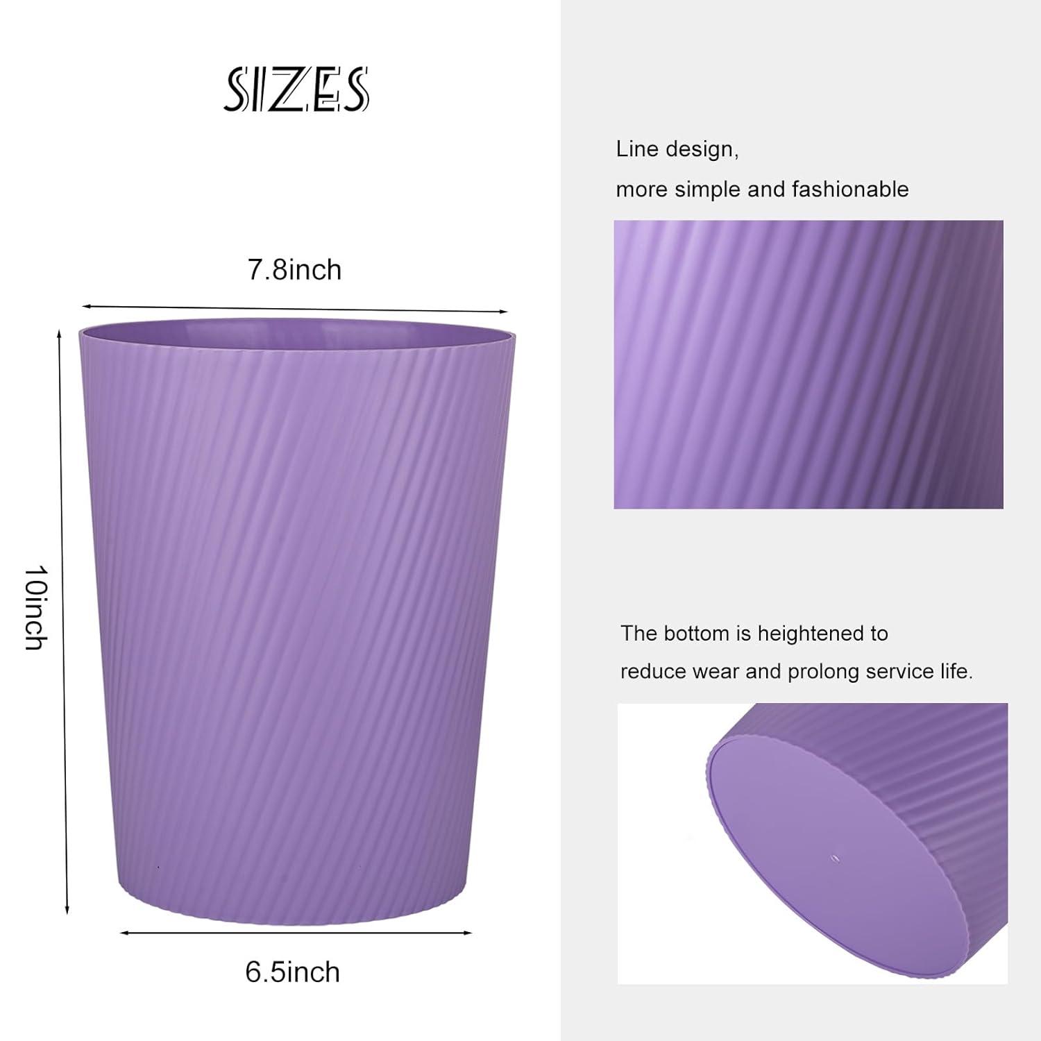 imageUUJOLY Small Trash Can Wastebasket Garbage Can Container Bins for Bathrooms Laundry Room Kitchens Offices Kids Rooms Dorms WhiteTaro Purple