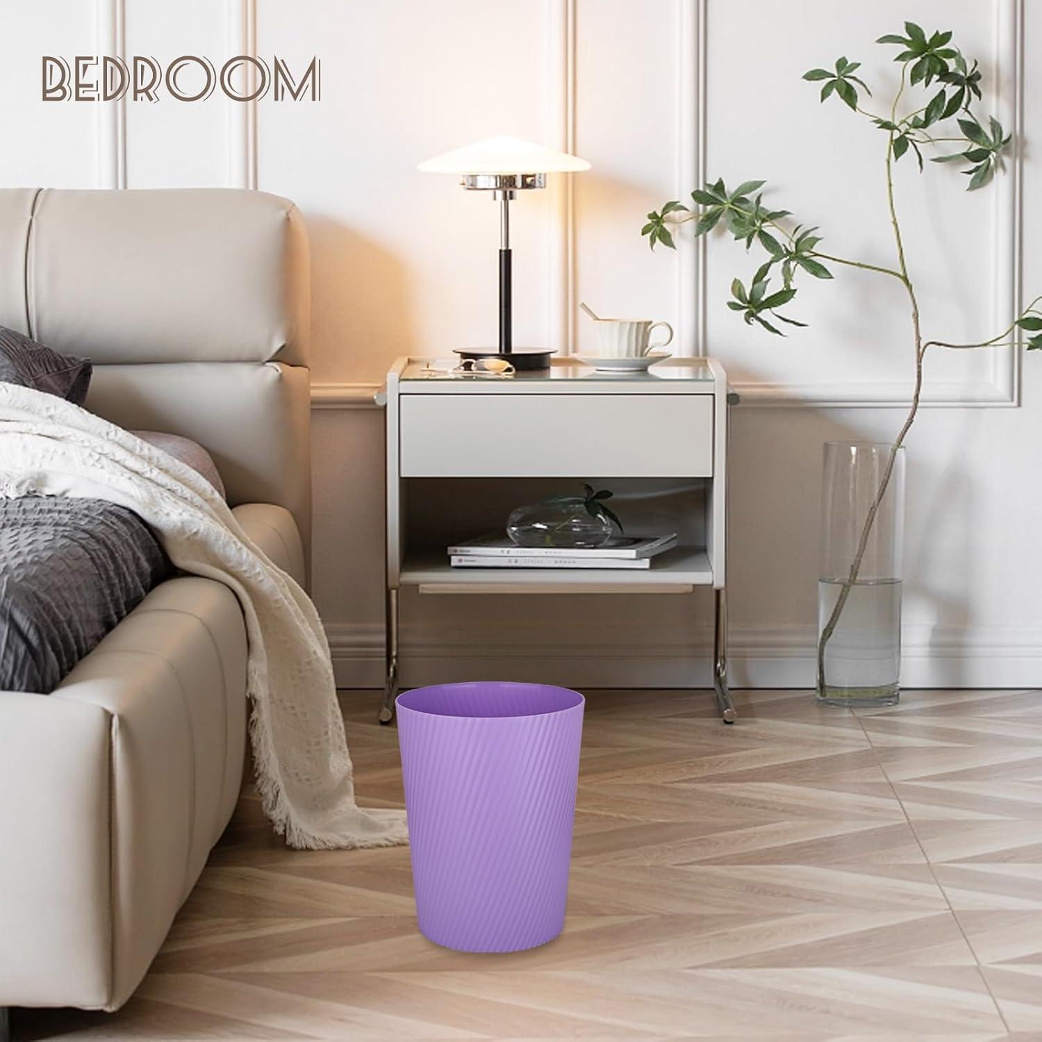 imageUUJOLY Small Trash Can Wastebasket Garbage Can Container Bins for Bathrooms Laundry Room Kitchens Offices Kids Rooms Dorms WhiteTaro Purple