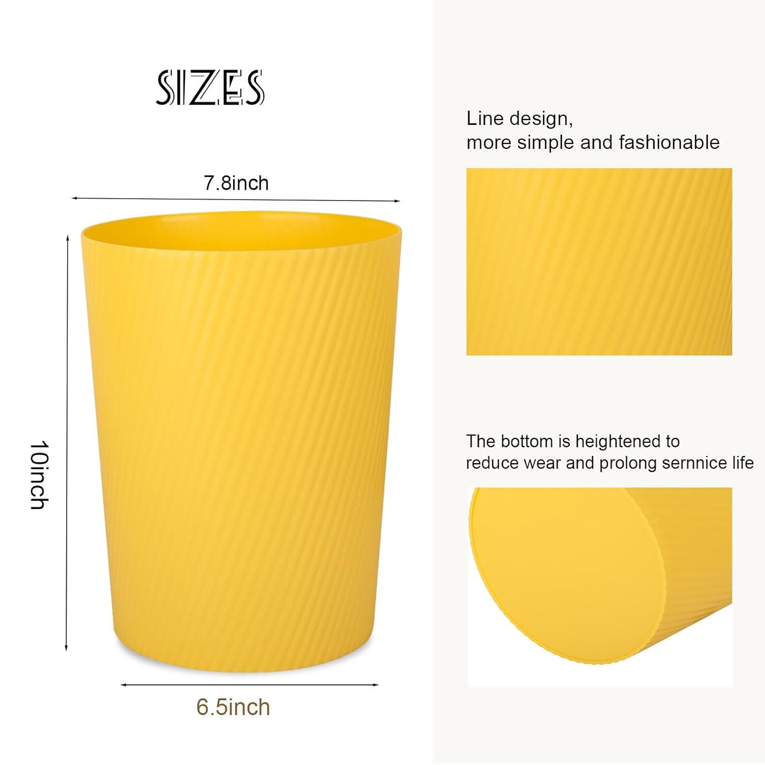 imageUUJOLY Small Trash Can Wastebasket Garbage Can Container Bins for Bathrooms Laundry Room Kitchens Offices Kids Rooms Dorms WhiteYellow