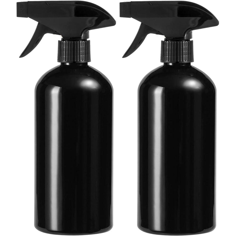 imageUUJOLY 17 oz Plastic Spray Bottle Trigger Empty Spray Bottles Clear Refillable Container for Water Essential Oils Hair Cleaning Products Adjustable Head Sprayer and Stream Black 2 PackZBlack