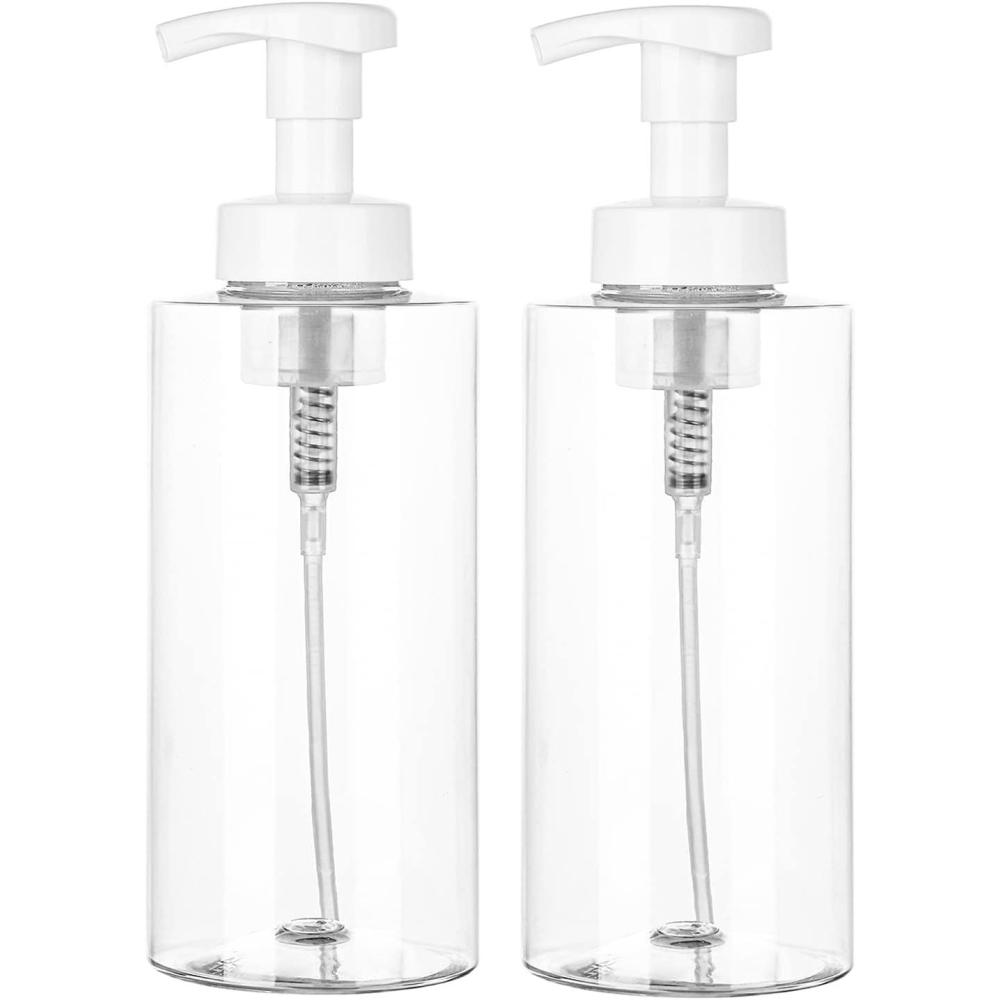 imageUUJOLY Foaming Soap Dispenser 17 OZ Refillable Plastic Soap Pump Bottle for Liquid Soap Shampoo Body Wash 2 Pcs ClearClear