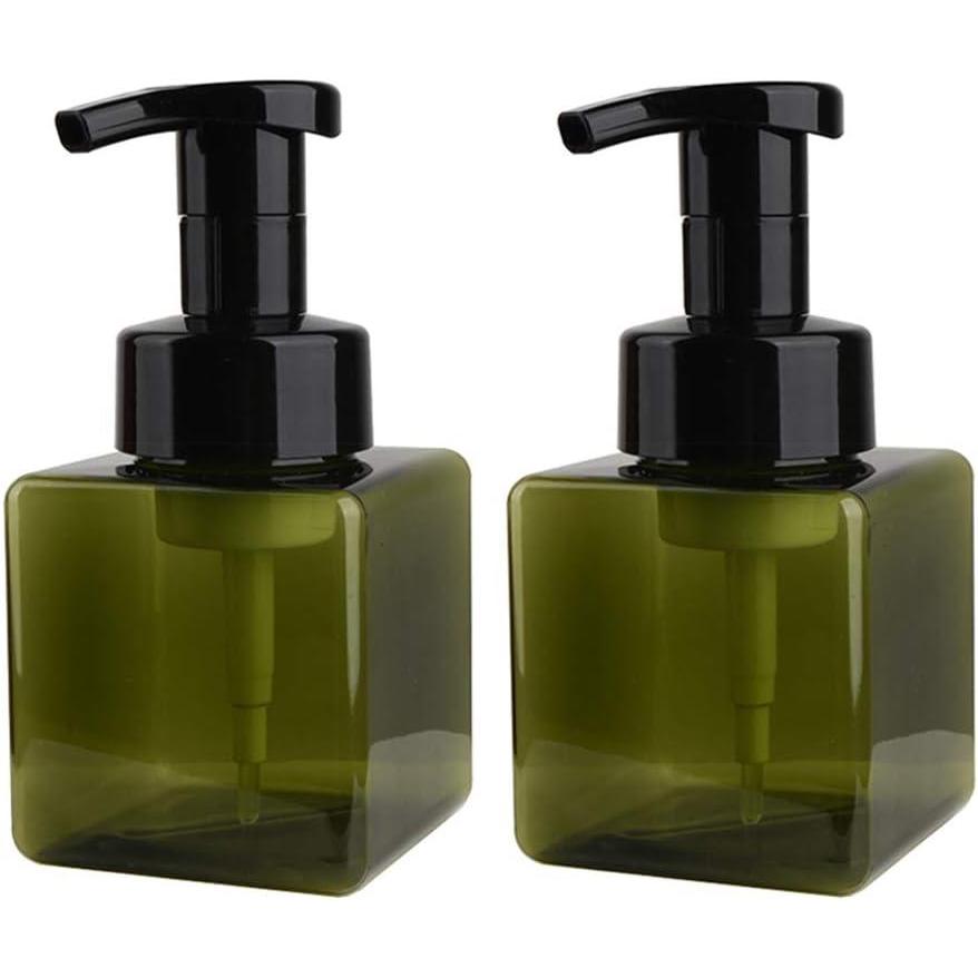imageUUJOLY Foaming Soap Dispenser 250ml 9oz Refillable Pump Bottle for Liquid Soap Shampoo Body Wash 2 Pcs Small ClearGreen