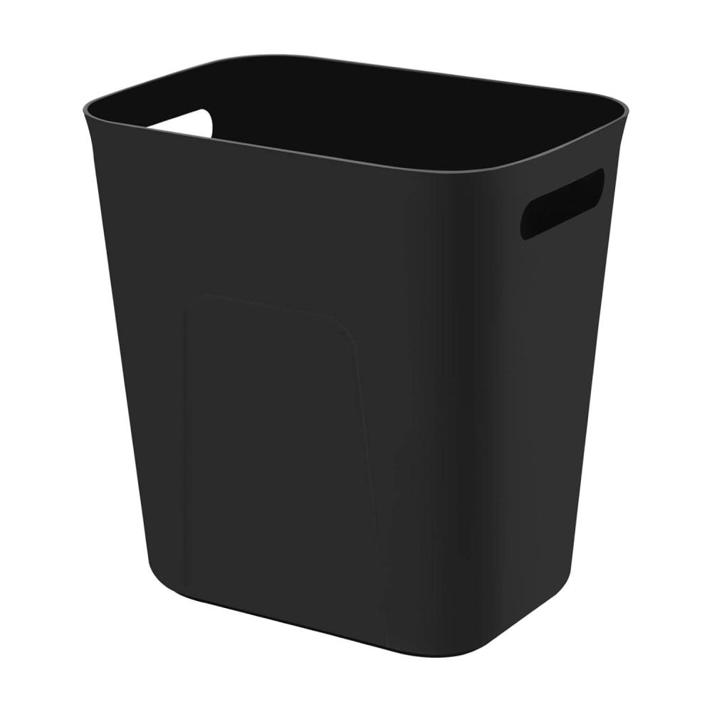 imageUUJOLY Plastic Small Trash Can Wastebasket Garbage Container Basket for Bathrooms Laundry Room Kitchens Offices Kids Rooms Dorms 35 Gallon Dark GreyBlack
