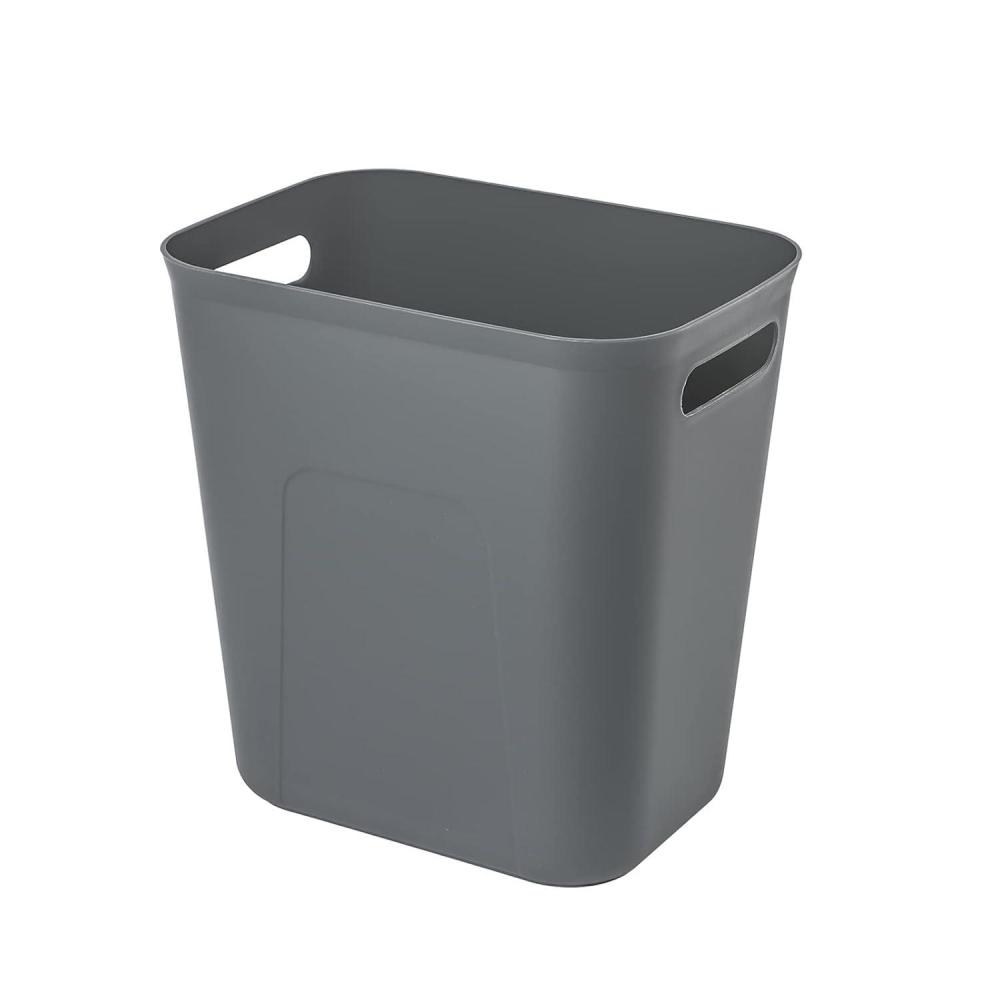 imageUUJOLY Plastic Small Trash Can Wastebasket Garbage Container Basket for Bathrooms Laundry Room Kitchens Offices Kids Rooms Dorms 35 Gallon Dark GreyDark Grey