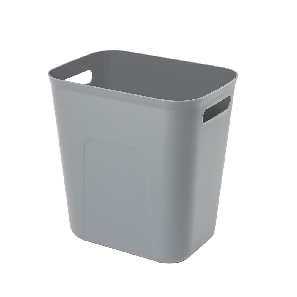 imageUUJOLY Plastic Small Trash Can Wastebasket Garbage Container Basket for Bathrooms Laundry Room Kitchens Offices Kids Rooms Dorms 35 Gallon Dark GreyGrey