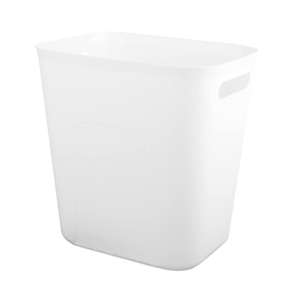 imageUUJOLY Plastic Small Trash Can Wastebasket Garbage Container Basket for Bathrooms Laundry Room Kitchens Offices Kids Rooms Dorms 35 Gallon Dark GreyWhite
