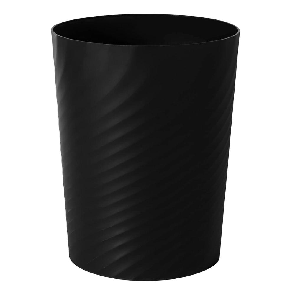 imageUUJOLY Plastic Small Trash Can Wastebasket Garbage Container Basket for Bathrooms Laundry Room Kitchens Offices Kids Rooms Dorms White 18 GallonBlack