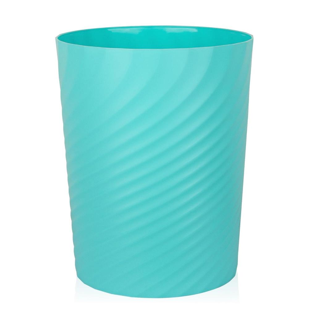 imageUUJOLY Plastic Small Trash Can Wastebasket Garbage Container Basket for Bathrooms Laundry Room Kitchens Offices Kids Rooms Dorms White 18 GallonLight Blue