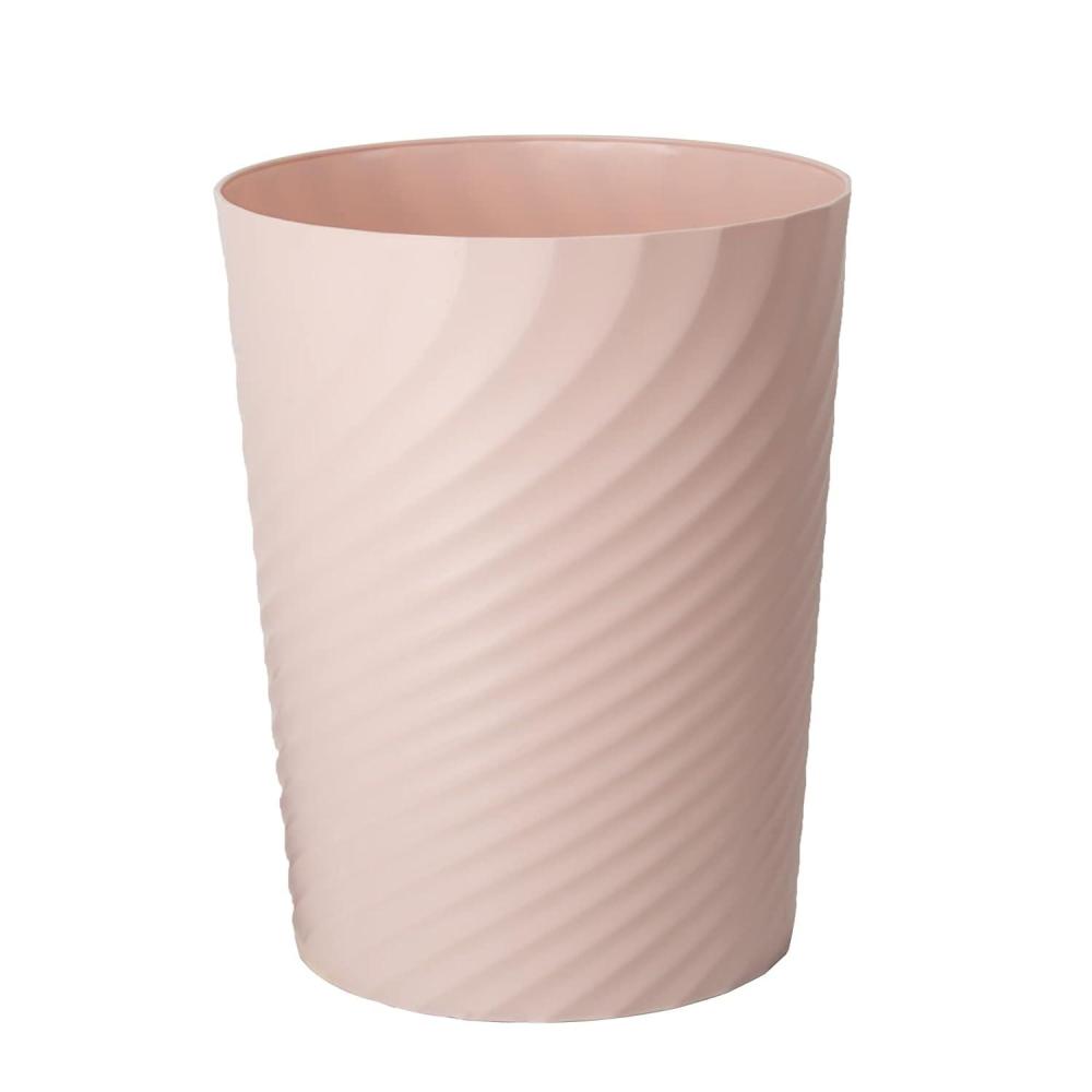 imageUUJOLY Plastic Small Trash Can Wastebasket Garbage Container Basket for Bathrooms Laundry Room Kitchens Offices Kids Rooms Dorms White 18 GallonPink
