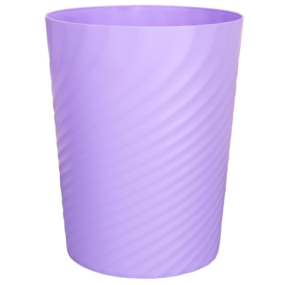 imageUUJOLY Plastic Small Trash Can Wastebasket Garbage Container Basket for Bathrooms Laundry Room Kitchens Offices Kids Rooms Dorms White 18 GallonTaro Purple