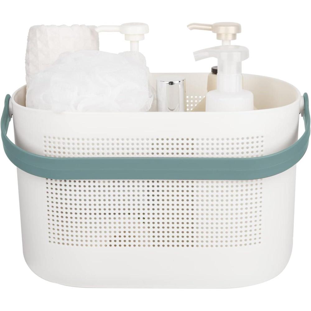 imageUUJOLY Plastic Storage Baskets with Handles Shower Caddy Shelf Organizers Basket for Bathroom Kitchen Dorm Room GreenGreen
