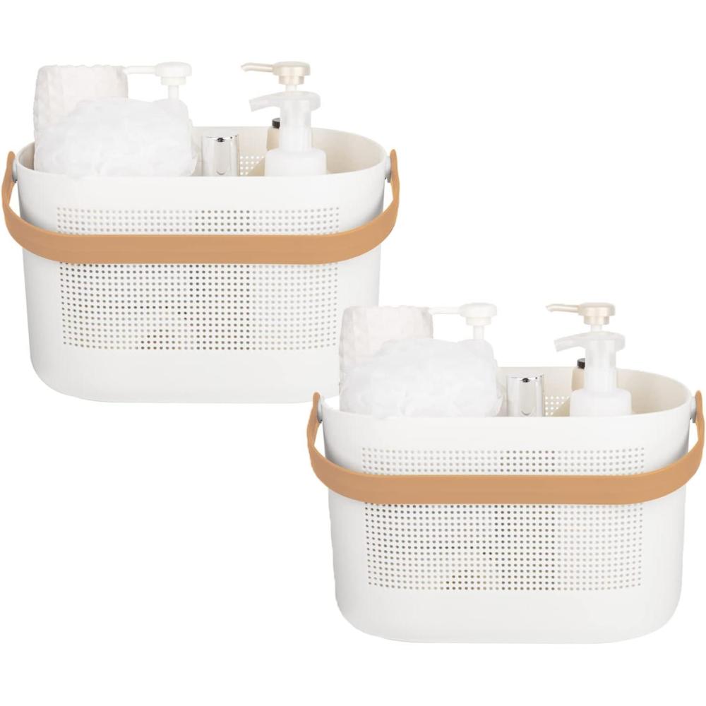 imageUUJOLY Plastic Storage Baskets with Handles Shower Caddy Shelf Organizers Basket for Bathroom Kitchen Dorm Room GreenYellow