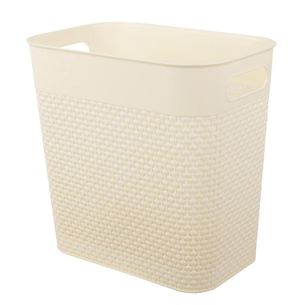 imageUUJOLY Plastic Trash Can Wastebasket Garbage Container Basket for Bathrooms Kitchens Offices Kids Rooms Pink 3 Gallon 1 PackBeige