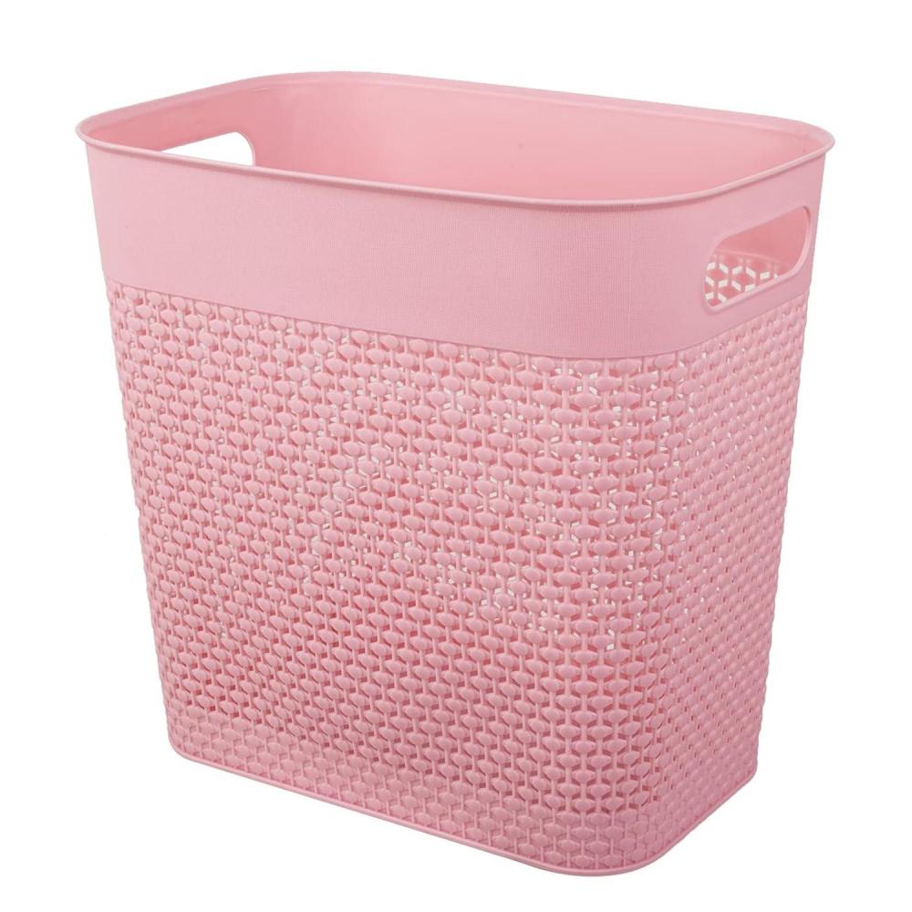 imageUUJOLY Plastic Trash Can Wastebasket Garbage Container Basket for Bathrooms Kitchens Offices Kids Rooms Pink 3 Gallon 1 PackPink