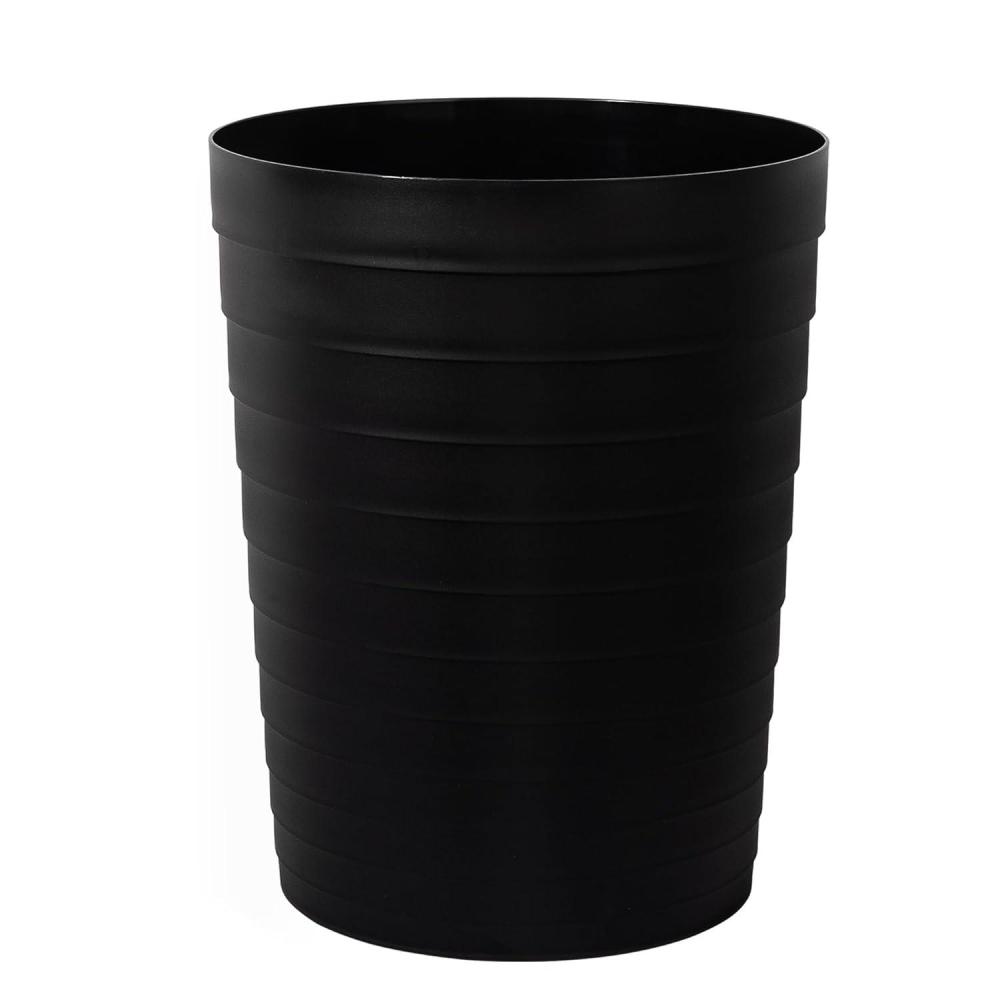 imageUUJOLY Small Bathroom Trash Can Wastebasket Plastic Garbage Bin Container Basket for Bathrooms Laundry Room Kitchens Offices Kids Rooms Dorms Black 18 GallonBlack