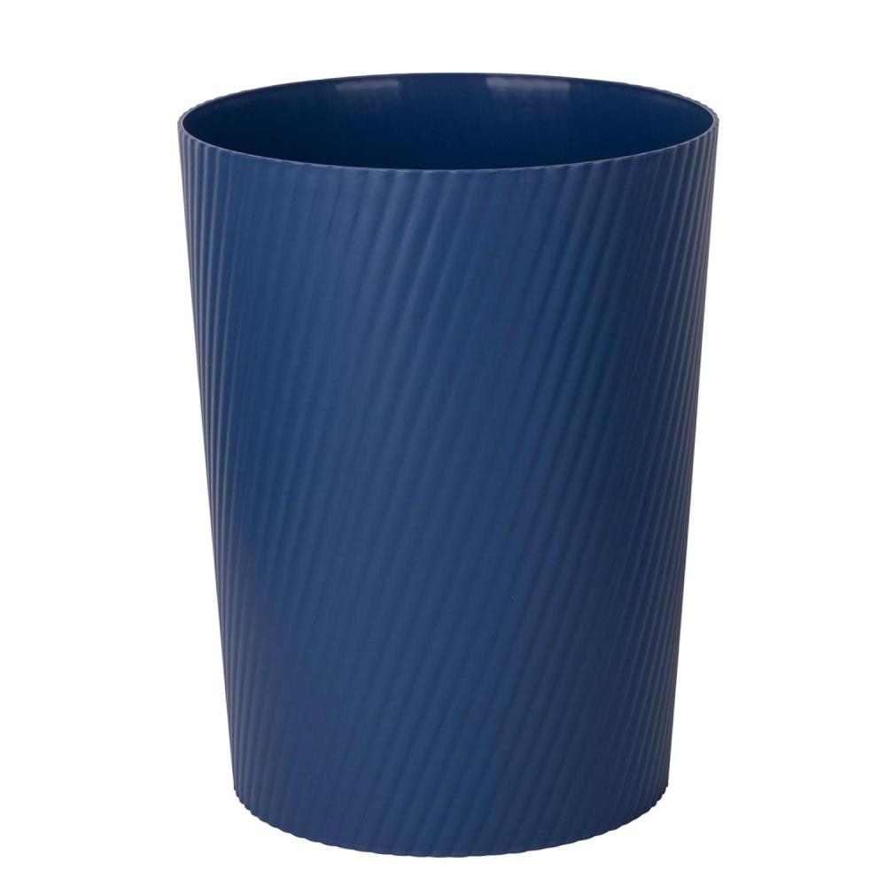 imageUUJOLY Small Trash Can Wastebasket Garbage Can Container Bins for Bathrooms Laundry Room Kitchens Offices Kids Rooms Dorms WhiteNavy Blue