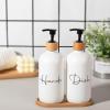17 oz Hand Soap Dispenser Glass Liquid Dish Soap Bottles, Refillable Empty Lotion Pump Bottles for Bathroom Decor, Kitchen Sink, Matte Design, Black + White, Pack of 2(White)