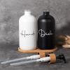 17 oz Hand Soap Dispenser Glass Liquid Dish Soap Bottles, Refillable Empty Lotion Pump Bottles for Bathroom Decor, Kitchen Sink, Matte Design, Black + White, Pack of 2(Black + White)