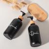 17 oz Hand Soap Dispenser Glass Liquid Dish Soap Bottles, Refillable Empty Lotion Pump Bottles for Bathroom Decor, Kitchen Sink, Matte Design, Black + White, Pack of 2(Black)