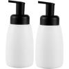 Foaming Hand Soap Dispenser Ceramic Jar Foam Dish Soap Dispenser for Bathroom and Kitchen Sink, Liquid Pump Bottle for Shampoo, Body Wash, Hand Soap, Black(White)