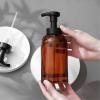 Foaming Hand Soap Dispenser Glass Jar Foam Dish Soap Dispenser for Bathroom and Kitchen Sink, Liquid Pump Bottle for Shampoo, Body Wash, Amber, 2 Pack(Amber)