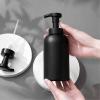 Foaming Hand Soap Dispenser Glass Jar Foam Dish Soap Dispenser for Bathroom and Kitchen Sink, Liquid Pump Bottle for Shampoo, Body Wash, Amber, 2 Pack(Black)