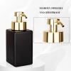 Foaming Soap Dispenser with Stainless Steel Pump, 12oz Refillable Glass Liquid Dish Soap Bottles for Bathroom, Kitchen Sink, Home Decor(B-black)