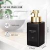 Foaming Soap Dispenser with Stainless Steel Pump, 12oz Refillable Glass Liquid Dish Soap Bottles for Bathroom, Kitchen Sink, Home Decor(B-black)