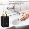 Foaming Soap Dispenser with Stainless Steel Pump, 12oz Refillable Glass Liquid Dish Soap Bottles for Bathroom, Kitchen Sink, Home Decor(B-black)