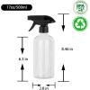 UUJOLY 17 oz Plastic Spray Bottle Trigger Empty Spray Bottles Clear Refillable Container for Water, Essential Oils, Hair, Cleaning Products, Adjustable Head Sprayer and Stream, Black, 2 Pack(Clear + Black)