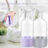 UUJOLY 17 oz Plastic Spray Bottle Trigger Empty Spray Bottles Clear Refillable Container for Water, Essential Oils, Hair, Cleaning Products, Adjustable Head Sprayer and Stream, Black, 2 Pack(Purle + Dark Grey)
